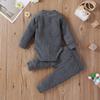 Newborn Baby Boy Girl Summer Clothes Ribbed Sleeveless Bodysuits Rompers Tops+Shorts Pants 2PCS Outfits Set Toddler Clothes (Dark Gray Long Sleeve, 3-6 Months) view 2