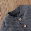 Newborn Baby Boy Girl Summer Clothes Ribbed Sleeveless Bodysuits Rompers Tops+Shorts Pants 2PCS Outfits Set Toddler Clothes (Dark Gray Long Sleeve, 3-6 Months) view 4