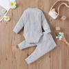 Newborn Baby Boy Girl Summer Clothes Ribbed Sleeveless Bodysuits Rompers Tops+Shorts Pants 2PCS Outfits Set Toddler Clothes (Gray Long Sleeve, 12-18 Months) view 2
