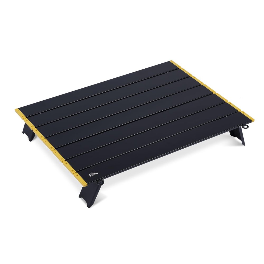 iClimb Ultralight Compact Mini Beach Picnic Folding Alu. Table with Carry Bag, Two Size (Black - L)