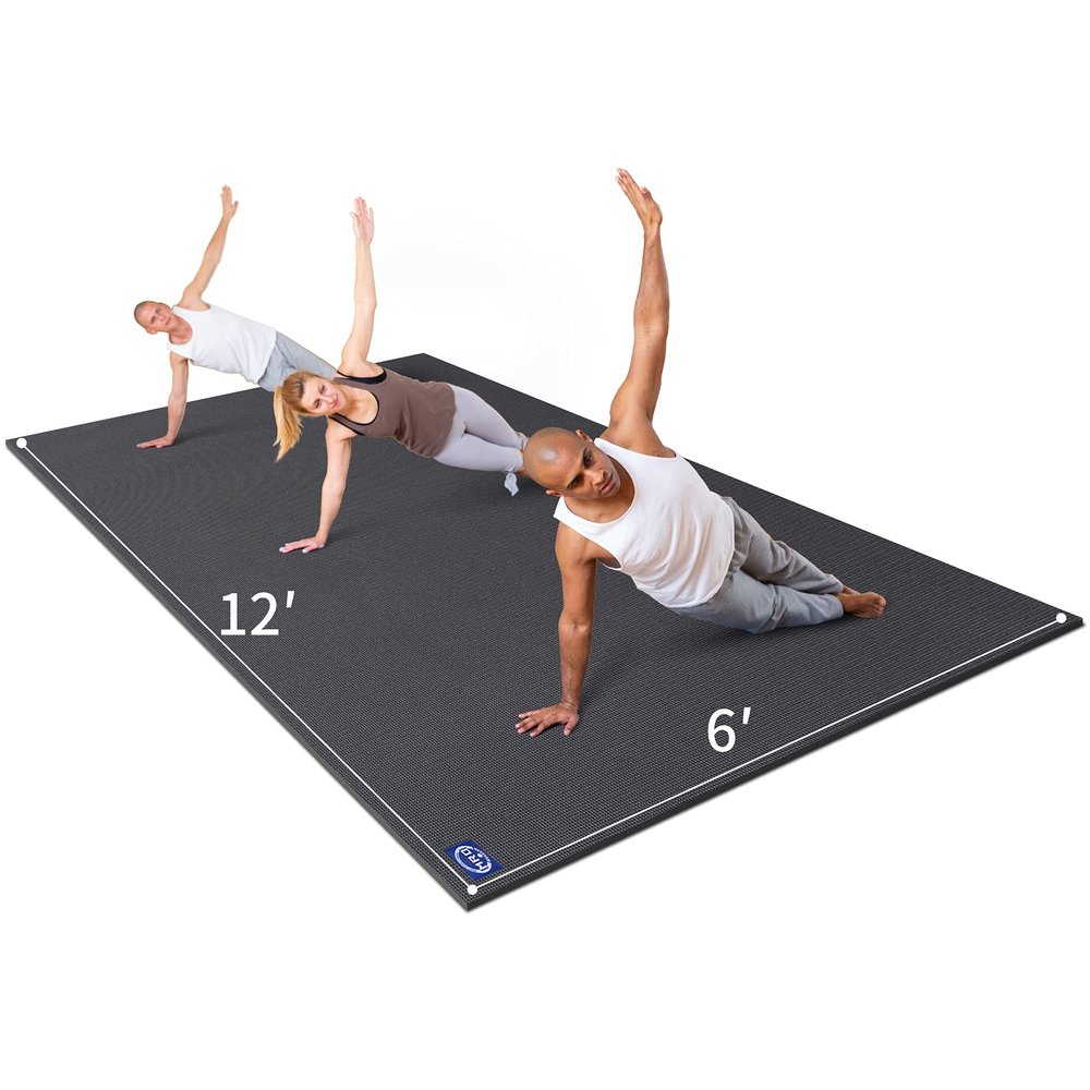 MRO Extra Large Yoga Mat, 12'x6'/9'x6'/7'x5'/6'x4' (9MM) Extra Wide and Thick Exercise Mats for Home Gym Workout, Non-Slip, Soft for Women and Men Fitness, Ideal for Barefoot Yoga, Pilates, stretching