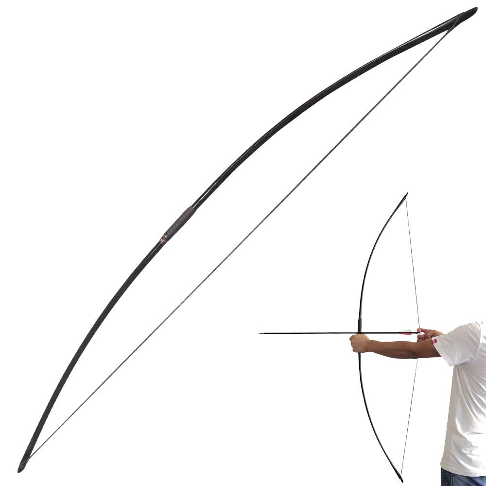 67 Inch Archery Traditional Longbow 25-120lbs Recurve Bow Hunting English Longbow for Right Hand Left Hand Adult Outdoor Sports (Black, 25 Lbs)