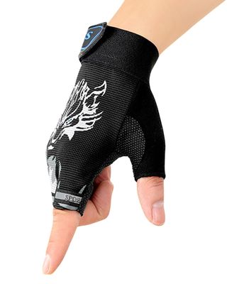 BXT Kids Half Finger Sports Gloves with Grip - Non-Slip Gel Protective Dirt Bike, Cycling, Fishing, Climbing, Gymnastics Glove for Boys Girls