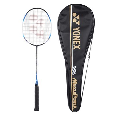 YONEX Muscle Power 22LT Carbon Graphite Strung Badminton Racket with Full Racket Cover (Black/Blue) | for Intermediate Players | 83 Grams | Maximum String Tension - 30lbs