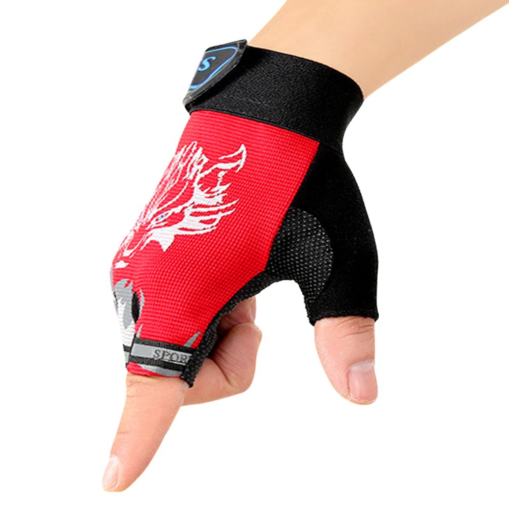 Kids Half Finger Sports Gloves with Grip - Non-Slip Gel Protective Dirt Bike, Cycling, Fishing, Climbing, Gymnastics Glove for Boys Girls