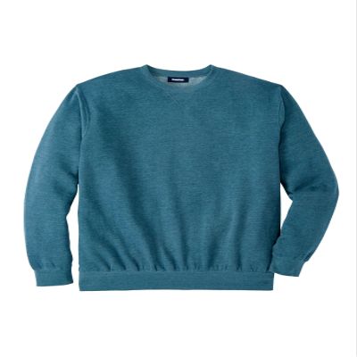 KingSize Men's Big & Tall Fleece Crewneck Sweatshirt - 5XL, Heather Midnight Teal