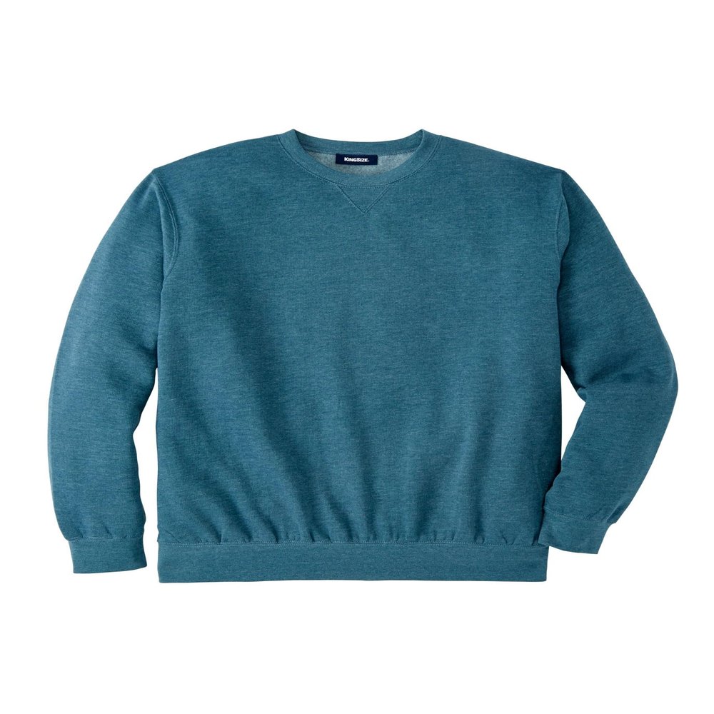 KingSize Men's Big & Tall Fleece Crewneck Sweatshirt - 5XL, Heather Midnight Teal