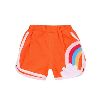 Toddler Kid Baby Boy Girl Shorts Elastic Waist Rainbow Bottoms Shorts Active Sportswear Beach Children Summer Clothes (Orange, 2-3 Years)