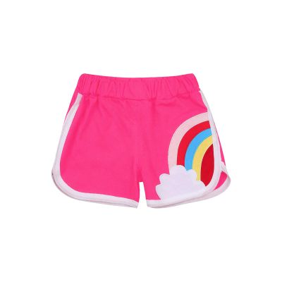 Toddler Kid Baby Boy Girl Shorts Elastic Waist Rainbow Bottoms Shorts Active Sportswear Beach Children Summer Clothes (Rose Red, 3-4 Years)