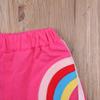 Toddler Kid Baby Boy Girl Shorts Elastic Waist Rainbow Bottoms Shorts Active Sportswear Beach Children Summer Clothes (Rose Red, 3-4 Years) view 3