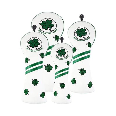 Yajun Golf Clover Headcovers Driver Fairway Woods Hybrid Protector Set No 1 3 5 UT Golf Waterproof Accessories 4pcs,White