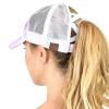 C.C Ponycap Messy High Bun Ponytail Adjustable Mesh Trucker Baseball Cap Hat, Criss Cross Mesh Cotton Candy view 1