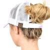 C.C Ponycap Messy High Bun Ponytail Adjustable Mesh Trucker Baseball Cap Hat, Criss Cross Mesh Cotton Candy view 4