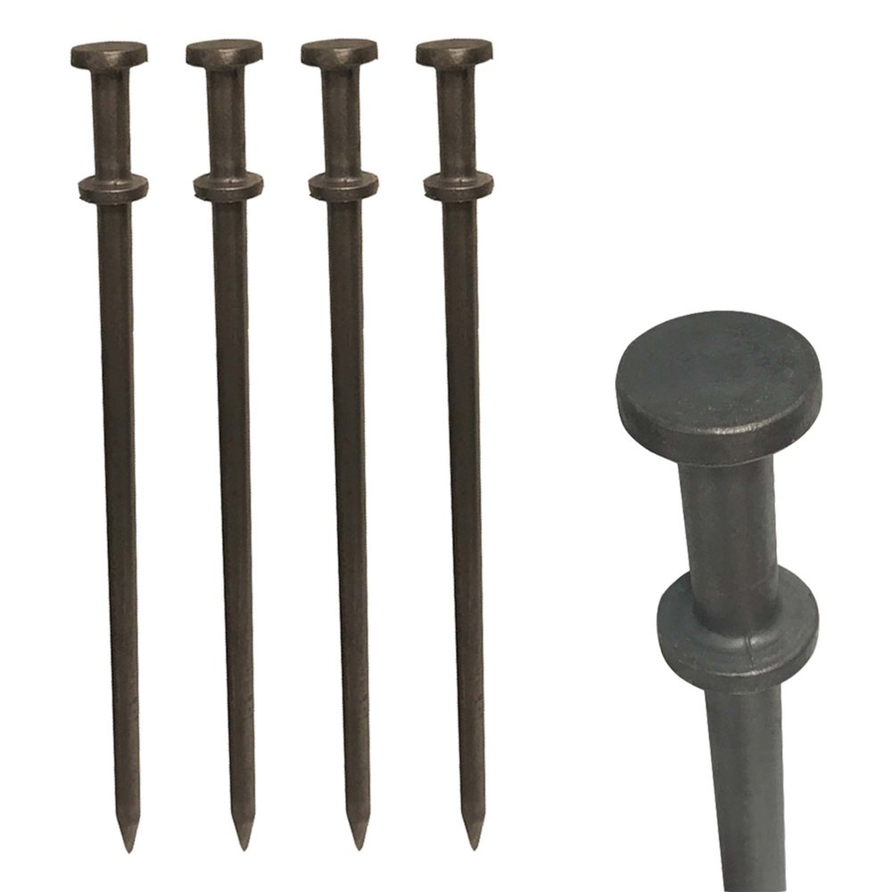 Moose Supply Double Head Tent Stakes - Heavy Duty Steel Tent Stakes, Versatile Ground Spikes to Anchor Commercial Inflatables, Party Tents, and Outdoor Camping Shelters, 1 1/8 x 40 Inch, 10-Pack