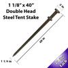 Moose Supply Double Head Tent Stakes - Heavy Duty Steel Tent Stakes, Versatile Ground Spikes to Anchor Commercial Inflatables, Party Tents, and Outdoor Camping Shelters, 1 1/8 x 40 Inch, 10-Pack view 2