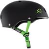 S1 Lifer Helmet for Skateboarding, BMX, and Roller Skating - EPS Fusion Foam, CPSC & ASTM Certified - Black Matte w/Bright Green Straps Large (22") view 2