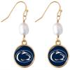Penn State Diana Gold and Pearl Dangle Earrings Jewelry Gift PSU view 1