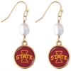 Iowa State Cyclones Diana Gold and Pearl Dangle Earrings Jewelry Gift ISU view 1