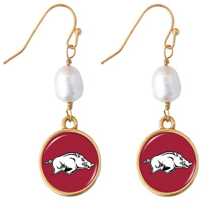 Arkansas Razorbacks Diana Gold and Pearl Dangle Earrings Jewelry Gift UA