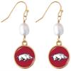 Arkansas Razorbacks Diana Gold and Pearl Dangle Earrings Jewelry Gift UA view 1