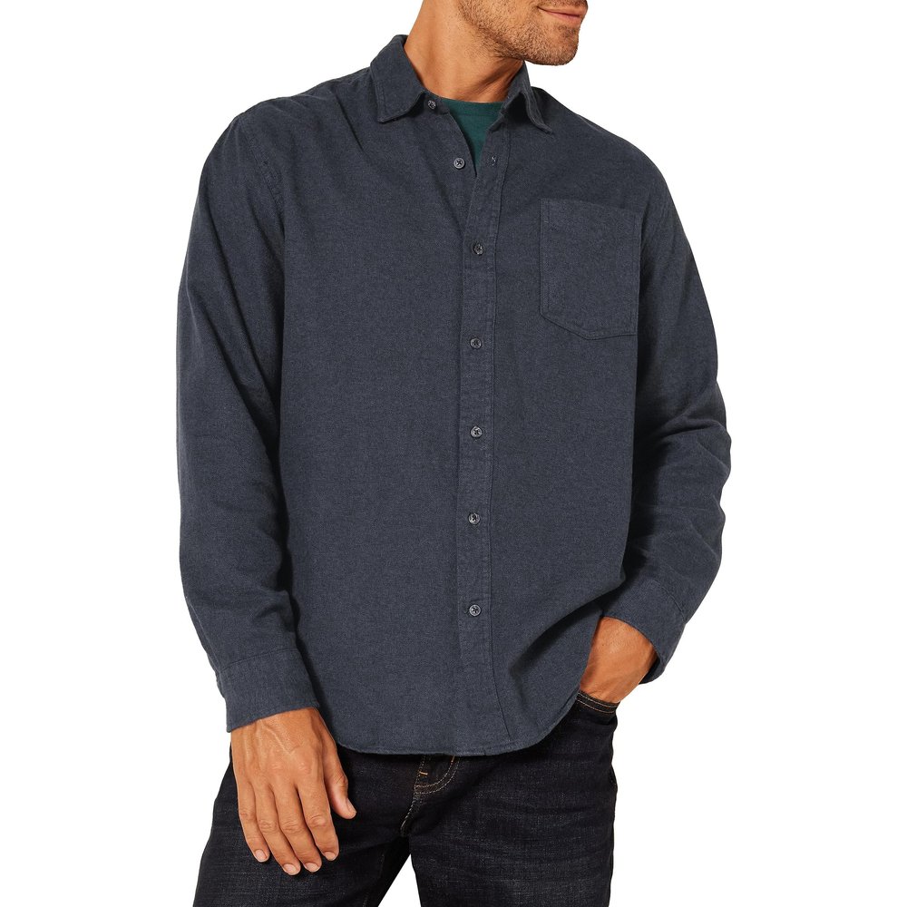 Amazon Essentials Men's Long-Sleeve Flannel Shirt, Black, XX-Large