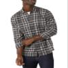 Amazon Essentials Men's Long-Sleeve Flannel Shirt, Grey Plaid, Large view 1