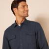 Amazon Essentials Men's Regular-Fit Long-Sleeve Two-Pocket Flannel Shirt, Dark Denim, Small view 4