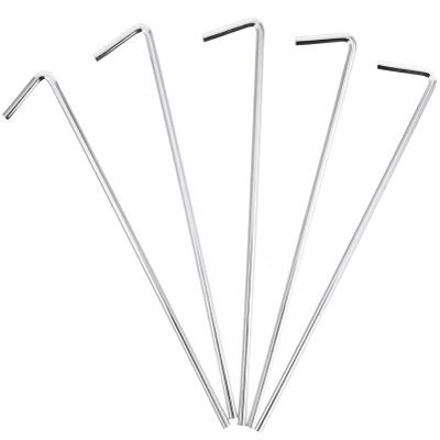 20pcs Ground Nail Tent Stakes Heavy Duty Peg Outdoor Camping Tent Spikes Tarp Anchors Silver Iron