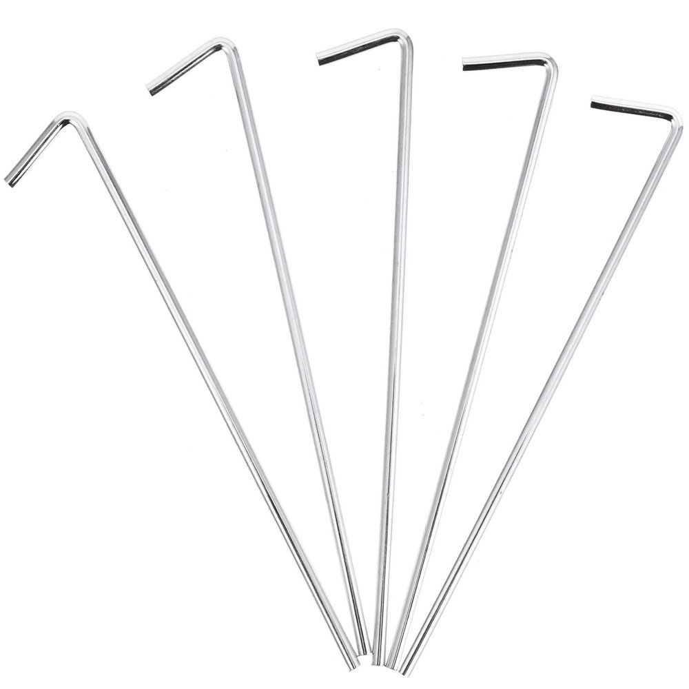 20pcs Ground Nail Tent Stakes Heavy Duty Peg Outdoor Camping Tent Spikes Tarp Anchors Silver Iron