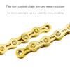 8 Speed bike chain,Titanizing durable half hollow 116L Bicycle Chain for shimano campagnolo sarm mtb road bike system (Gold 8 Speed Half Hollow) view 2