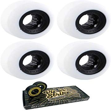 Powerflex Skateboards 52mm Gumball White/Black Skateboard Wheels - 83b with Viper Strike 8mm Precision ABEC 7 Skateboard Bearings - Bundle of 2 Items