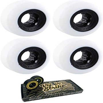 Powerflex Skateboards 52mm Gumball White/Black Skateboard Wheels - 83b with Viper Strike 8mm Precision ABEC 7 Skateboard Bearings - Bundle of 2 Items