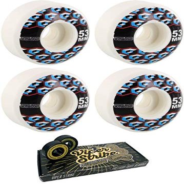 53mm Consolidated Skateboards Cracked Cube White Skateboard Wheels - 99a with Viper Strike 8mm Precision ABEC 7 Skateboard Bearings - Bundle of 2 items