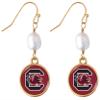 South Carolina Gamecocks Diana Gold and Pearl Dangle Earrings Jewelry Gift USC view 1