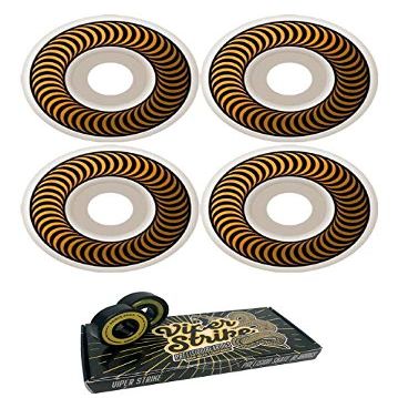 Spitfire Wheels 53mm Classics White/Orange Skateboard Wheels - 99a with Viper Strike Skateboard Bearings 8mm Precision ABEC 7 Skateboard Bearings - Bundle of 2 Items