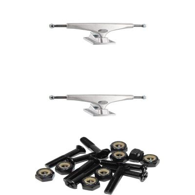 Krux Trucks Standard Polished Skateboard Trucks - 5.0" Hanger 7.6" Axle with 1" Raven Black Hardware - Bundle of 2 items