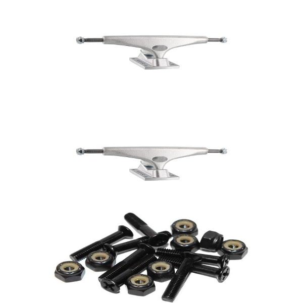Krux Trucks Standard Polished Skateboard Trucks - 5.0" Hanger 7.6" Axle with 1" Raven Black Hardware - Bundle of 2 items