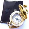 VERTERIS Nautical Vintage Compass Solid Brass Compass in a Black Leather Case view 1