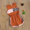 Qiylii Toddler Baby Girl Short Sets, Sunflower Print Sleeveless Tank Top Shirts and Shorts 2-Piece Summer Outfit (Brown Leopard, 3-4 Years) view 3