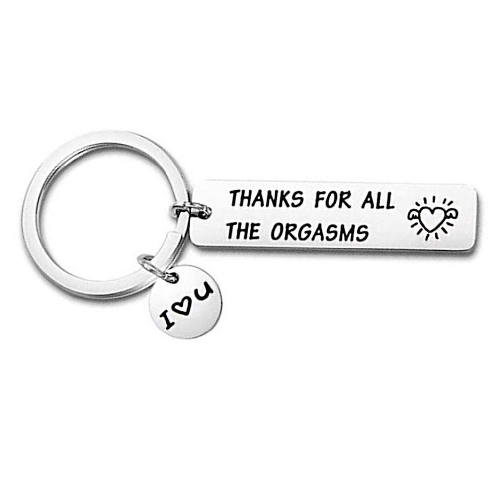 BGTY Stainless Steel Keyring Engraved Thank for All The I Love You Key Ring Couple Keychain Jewelry Gifts (Silver regular font)