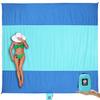 WEKAPO Beach Blanket Sandproof, Extra Large Beach Mat, Big & Compact Sand Free Mat Quick Drying, Lightweight & Durable with 6 Stakes & 4 Corner Pockets (Blue, 9x7 FT (15 Person)) view 1