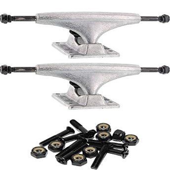 Blank Skateboards Classic Raw Skateboard Trucks - 4.25" Hanger 7.0" Axle with 1" Raven Black Hardware - Bundle of 2 items