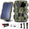 Trail Camera Dual-Lens with Starlight Night Vision 4K 20MP Wildlife Game Camera with 0.2s Motion Activated IP66 Waterproof Hunting Scouting Cam with Portable Solar Panel and Micro SD Card,128g view 1