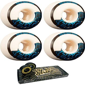 52mm OJ Wheels Elite EZ Edge White Skateboard Wheels - 101a with Viper Strike 8mm Precision ABEC 7 Skateboard Bearings - Bundle of 2 items