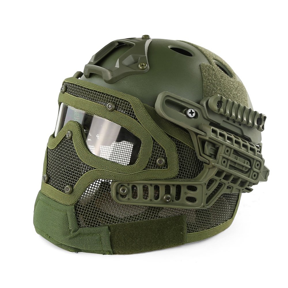 Tactical Protective Helmet Full Face Mask Goggles G4 System Airsoft Helmet, Used for Military CS Paintball Shooting, Hunting, Riding, Motorcycle, Outdoor Sports