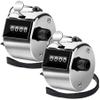 FEBSNOW Hand Tally Counter 4 Digital Clicker Counter for Sport Row School Event (Metallic)