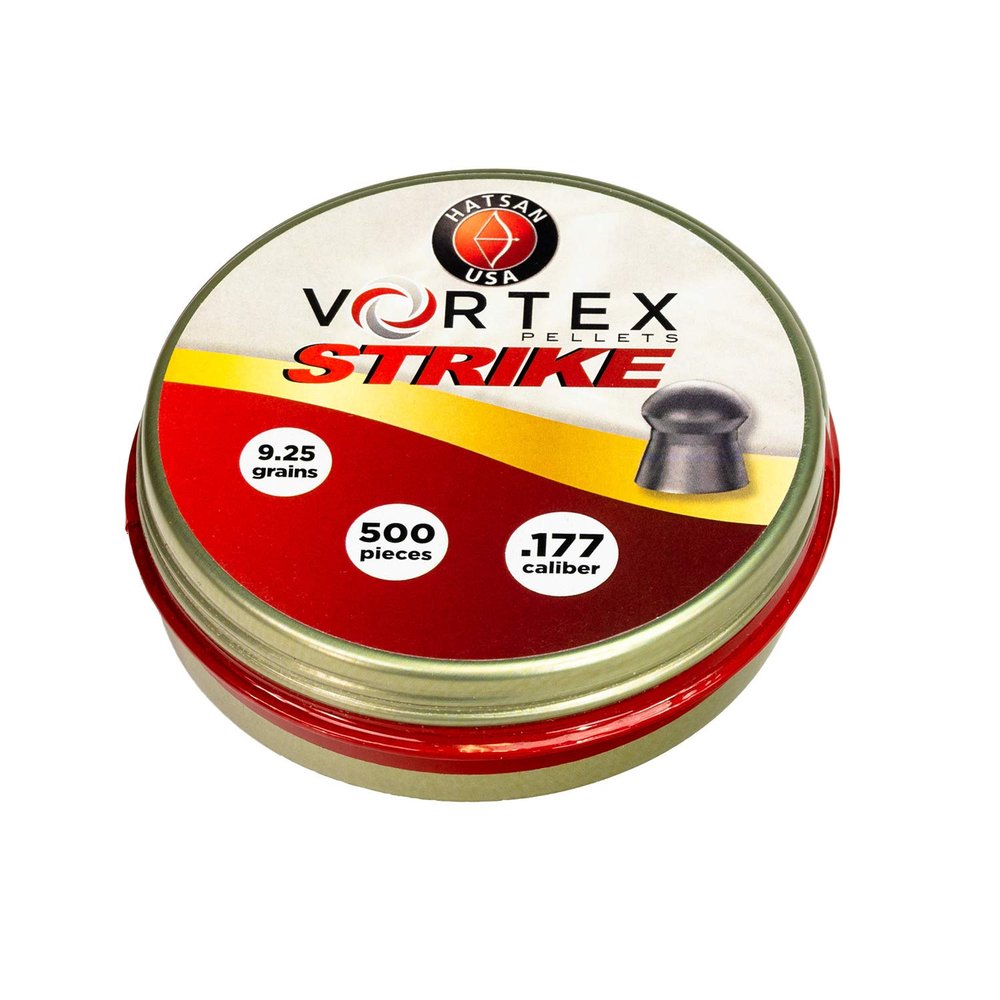 HatsanUSA Vortex Strike .177cal Airgun Pellets, 9.25gr, 500ct, Gray (HA90640)