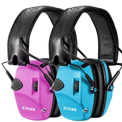 ZOHAN EM054 Electronic Shooting Ear Protection, Noise Reduction Hearing Protector Sound Amplification Safety Earmuffs for Gun Range,Hunting (Blue&Pink)