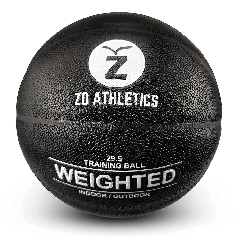 Zo Athletics Weighted Basketball - Workout Included on The 3lb Heavy Basketball for Training and Dribbling Drills - Training Equipment for Adults and Youth (Black)