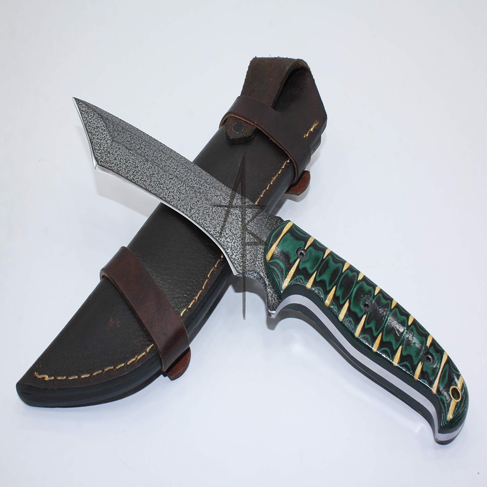 Alyaan Blades Handmade Fighter knife High Carbon Stainless Steel Sharp edge Perfect Survival, Tactical, Camping Bushcraft Knife With Leather Sheath